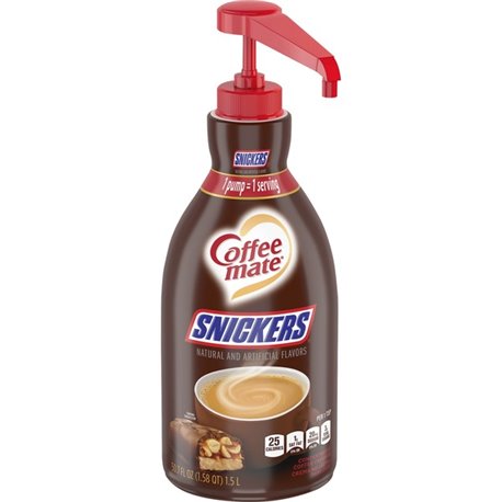 Coffee mate Snickers Flavored Liquid Creamer Pump Bottle - Snicker Flavor - 50.72 fl oz (1.50 L) - 1EachBottle