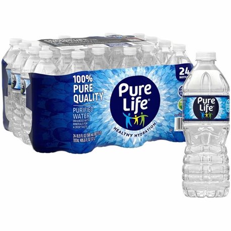 Pure Life Purified Bottled Water - Ready-to-Drink - 16.91 fl oz (500 mL) - Bottle - 24 / Carton