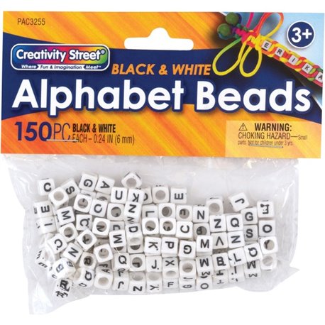 Pacon Alphabet Beads - Skill Learning: Alphabet - White, Black