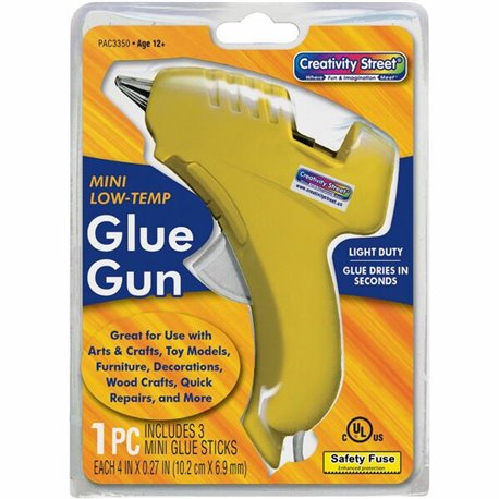 Creativity Street Trigger Style Mini Glue Gun - Light Duty - 220&degF (104.4&degC) - Yellow, Clear