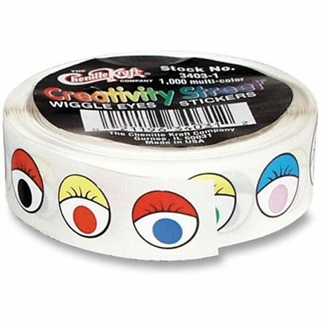 Creativity Street Wiggle Eyes Stickers - Self-adhesive - Assorted - 1 / Roll