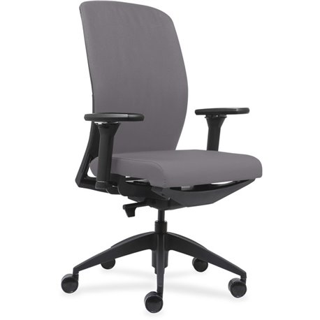 Lorell Executive High-Back Office Chair - Gray Fabric Seat - Gray Fabric Back - Black Frame - High Back - Vinyl - Armrest - 1 Ea