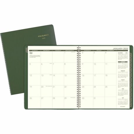 At-A-Glance Recycled Planner - Large Size - Monthly - 13 Month - January 2025 - January 2026 - 1 Month Double Page Layout - 9" x