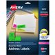 Avery Shipping Labels - 1" Width x 2 5/8" Length - Permanent Adhesive - Rectangle - Laser - Neon Magenta, Neon Green, Neon Yello