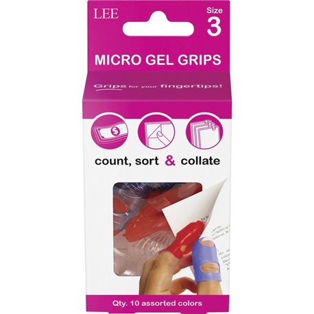 LEE Tippi Micro-Gel Fingertip Grips - 3 with 0.56" Diameter - Extra Small Size - Assorted - 10 / Pack