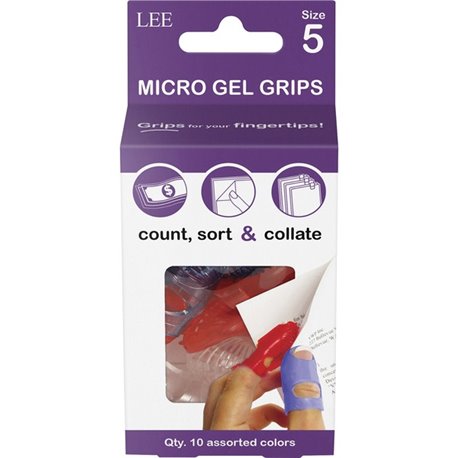 LEE Tippi Micro-Gel Fingertip Grips - 5 with 0.62" Diameter - Small Size - Assorted - 10 / Pack