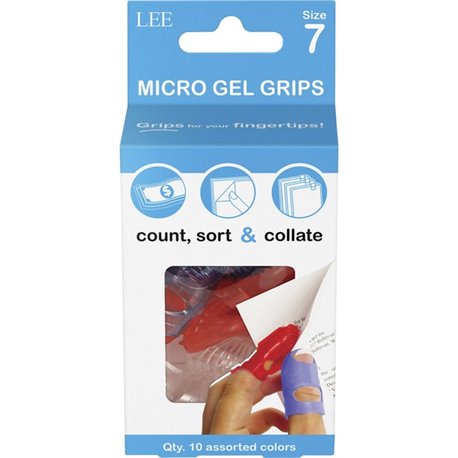 LEE Micro Gel Grips - 7 with 0.69" Diameter - Medium Size - Rubber - Assorted - 10 / Pack