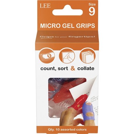 LEE Micro Gel Grips - 9 with 0.75" Diameter - Large Size - Rubber - Assorted - 10 / Pack