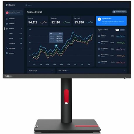 Lenovo ThinkVision T22i-30 22" Class Full HD LCD Monitor - 16:9 - Raven Black - 21.5" Viewable - In-plane Switching (IPS) Techno