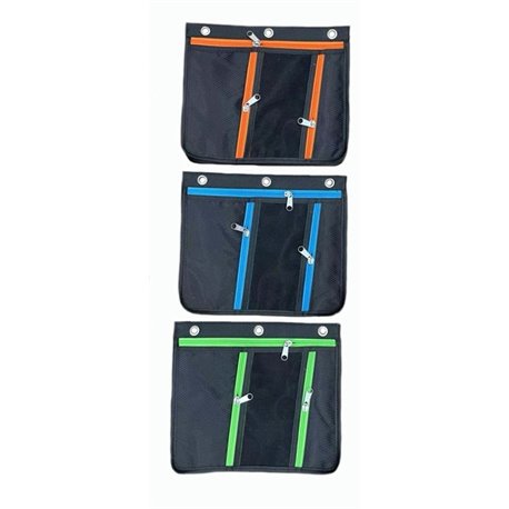 CLI Triple-pocket Pencil Pouches - 11" Height x 9.5" Width - Ring Binder - Multi - Nylon - 24