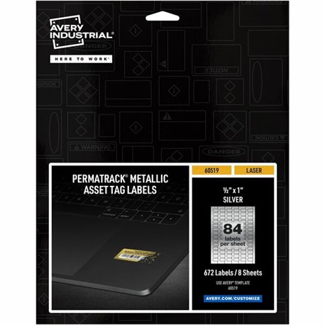 Avery PermaTrack Metallic Asset Tag Labels, 1/2" x 1" , 672 Asset Tags - Waterproof - 1/2" Width x 1" Length - Permanent Adhesiv