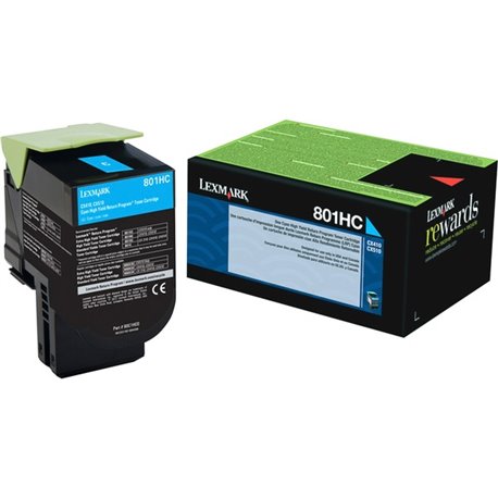 Lexmark Unison 801HC Toner Cartridge - Laser - High Yield - 3000 Pages Cyan - Cyan - 1 Each