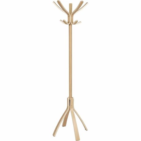 Alba High-capacity Wood Coat Stand - 10 Pegs - for Coat, Clothes - Wood - Light Brown - 1 Each