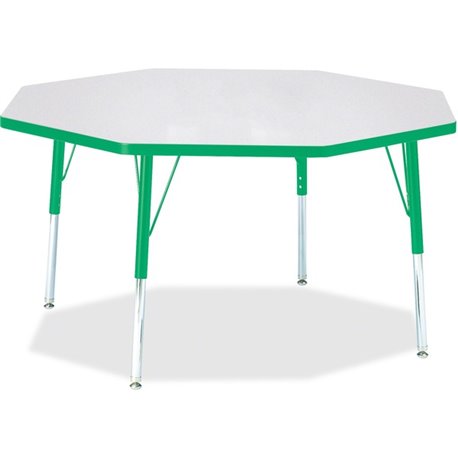Jonti-Craft Berries Elementary Height Color Edge Octagon Table - Green Octagonal, Laminated Top - Four Leg Base - 4 Legs - Adjus