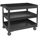 Lorell Utility Cart - 3 Shelf - 400 lb Capacity - 4 Casters - Steel - x 16" Width x 30" Depth x 32" Height - Black - 1 Each