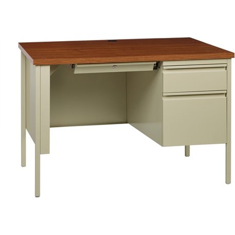 Lorell Fortress Series 45-1/2" Right Single-Pedestal Desk - 45.5" x 24"29.5" , 1.1" Table Top - Box, File Drawer(s) - Single Ped