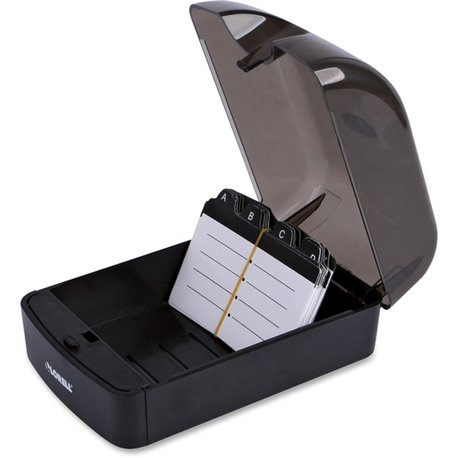 Lorell Desktop Business Card File - 350 Card Capacity - Black, Clear