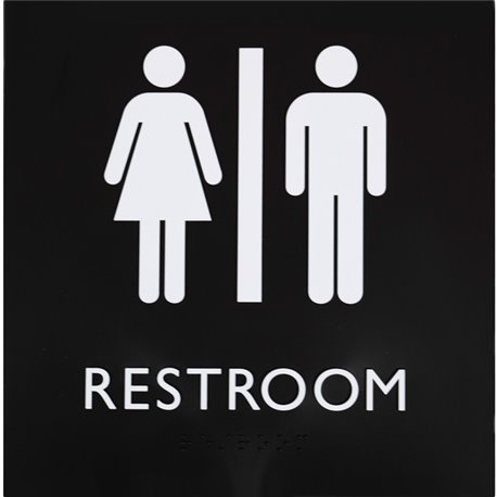 Lorell Unisex Restroom Sign - 1 Each - Restroom (Accessible) Print/Message - 8" Width x 8" Height - Square Shape - Surface-mount