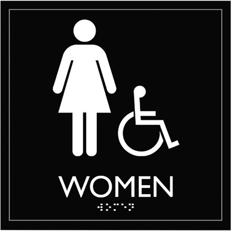 Lorell Women's Handicap Restroom Sign - 1 Each - women's restroom/wheelchair accessible Print/Message - 8" Width x 8" Height - S