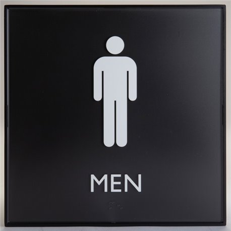 Lorell Men's Restroom Sign - 1 Each - Men, Toilette Men Print/Message - 8" Width x 8" Height - Square Shape - Surface-mountable 