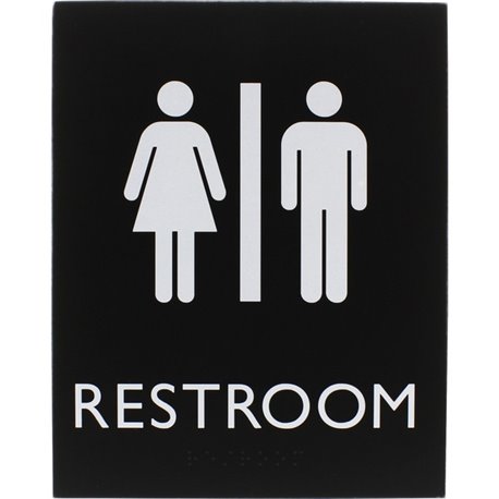 Lorell Unisex Restroom Sign - 1 Each - Toilette Men, TOILETTE (ladies) Print/Message - 6.4" Width x 8.5" Height - Rectangular Sh