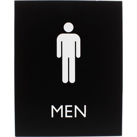 Lorell Men's Restroom Sign - 1 Each - Men Print/Message - 6.4" Width x 8.5" Height - Rectangular Shape - Surface-mountable - Eas