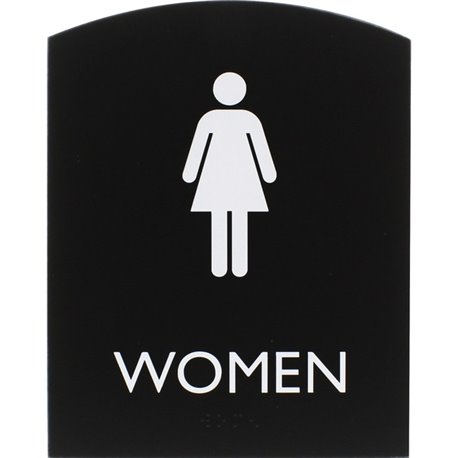 Lorell Arched Women's Restroom Sign - 1 Each - Women Print/Message - 6.8" Width x 8.5" Height - Rectangular Shape - Surface-moun