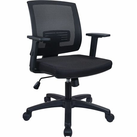 Lorell SOHO Mesh Mid-back Task Chair - Black Fabric Seat - Black Mesh Back - Mid Back - 5-star Base - Armrest - 1 Each