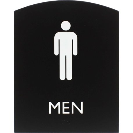 Lorell Arched Men's Restroom Sign - 1 Each - Men Print/Message - 6.8" Width x 8.5" Height - Rectangular Shape - Surface-mountabl