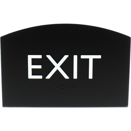 Lorell Exit Sign - 1 Each - 4.5" Width x 6.8" Height - Curved Shape - Surface-mountable - Easy Readability, Braille - Indoor - P