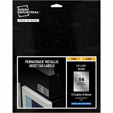 Avery PermaTrack Metallic Asset Tag Labels, 1-1/4" x 2-3/4" , 112 Asset Tags - Waterproof - 1 1/4" Width x 2 3/4" Length - Perma