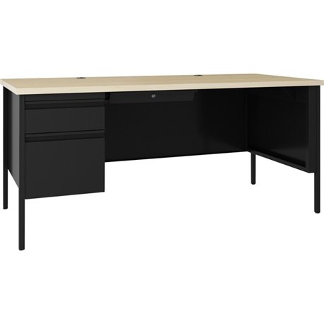 Lorell Fortress Series Left-pedestal Desk - 60" x 29.5"30" , 0.8" Modesty Panel - Single Pedestal on Left Side - T-mold Edge - M