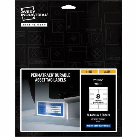 Avery PermaTrack Durable White Asset Tag Labels, 2" x 3-3/4" , 64 Asset Tags - 2" Width x 3 3/4" Length - Permanent Adhesive - R