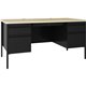 Lorell Fortress Series Double-Pedestal Teachers Desk - 60" x 29.5"30" , 0.8" Modesty Panel - Double Pedestal - T-mold Edge - Mat