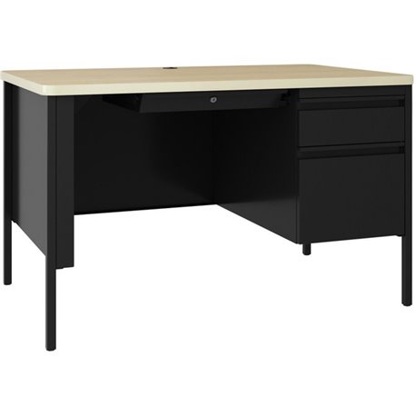 Lorell Fortress Series 48" Right-Pedestal Teachers Desk - 48" x 29.5"30" , 0.8" Modesty Panel - Single Pedestal on Right Side - 