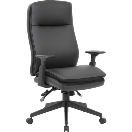 Lorell Soft High-back Executive Office Chair - Black Vinyl Seat - Black Vinyl Back - Black Frame - High Back - 5-star Base - Arm