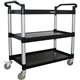 Lorell X-tra Utility Cart - 3 Shelf - Dual Handle - 300 lb Capacity - 4 Casters - 4" Caster Size - Plastic - x 42" Width x 20" D