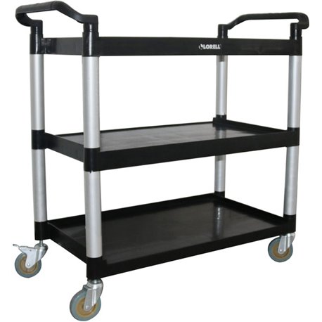 Lorell X-tra Utility Cart - 3 Shelf - Dual Handle - 300 lb Capacity - 4 Casters - 4" Caster Size - Plastic - x 42" Width x 20" D