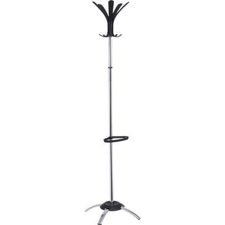 Alba Chrome Coat Stand - 10 Pegs - for Coat, Umbrella - Steel - Chrome - 1 Each