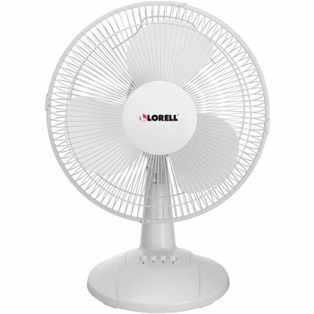 Lorell 12" Oscillating Desk Fan - 12" Diameter - 3 Speed - Quiet, Oscillating - 19.5" Height x 13.9" Width x 11.5" Depth - Light