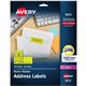 Avery Shipping Labels - 1" Width x 2 5/8" Length - Permanent Adhesive - Rectangle - Laser - Neon Yellow - Paper - 30 / Sheet - 2