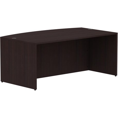 Lorell Essentials Series Bowfront Desk Shell - 72" x 41.4"29.5" Desk Shell, 1" Top - Bow Front Edge - Finish: Espresso Laminate