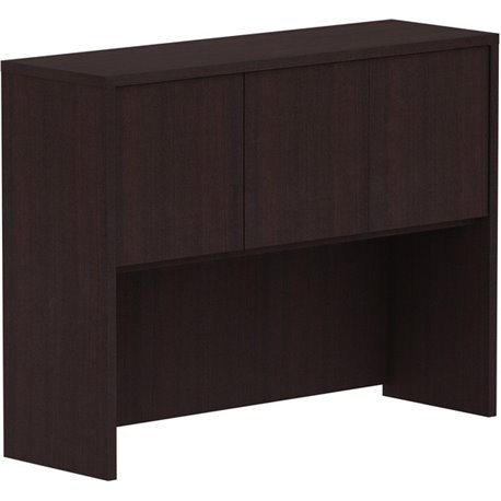 Lorell Essentials Series Stack-on Hutch with Doors - 48" x 15"36" - 3 Door(s) - Finish: Espresso Laminate