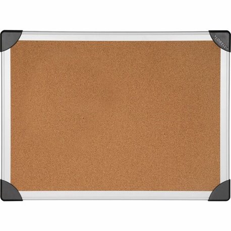 Lorell Corkboard - 24" Height x 36" Width - Cork Surface - Durable, Resist Warping, Laminated, Resilient - Aluminum Frame - 1 Ea