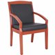 Lorell Sloping Arms Wood Frame Guest Chair - Black Bonded Leather Seat - Black Bonded Leather Back - Cherry Wood Frame - Four-le