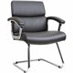 Lorell Padded Arm Guest Chair - Black Bonded Leather Seat - Black Back - Sled Base - Black - Leather - 1 Each