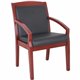 Lorell Sloping Arms Wood Frame Guest Chair - Black Bonded Leather Seat - Black Bonded Leather Back - Mahogany Solid Wood, Rubber