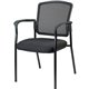 Lorell Mesh Back Stackable Guest Chair - Black Fabric Seat - Black Steel Frame - Black - Armrest - 1 Each