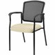 Lorell Stackable Mesh Back Guest Chair - Dillon Buff Antimicrobial Vinyl Seat - Black Mesh Back - Black Powder Coated Steel Fram