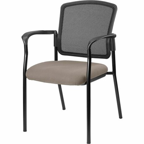 Lorell Stackable Mesh Back Guest Chair - Dillon Stratus Antimicrobial Vinyl Seat - Black Mesh Back - Black Powder Coated Steel F